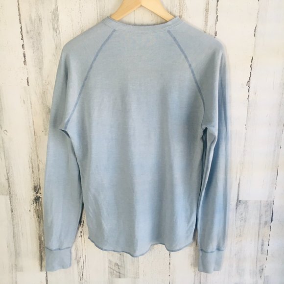 NWOT Save Khaki Pointelle Henley Surf Light Blue Long Sleeve Knit Shirt - Picture 7 of 9